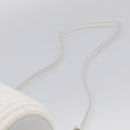 LOEWE Bracelet Pouch Shoulder Bag Raffia White Silver Auth 214285M-8