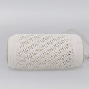 LOEWE Bracelet Pouch Shoulder Bag Raffia White Silver Auth 214285M-9