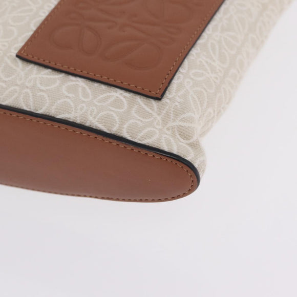 LOEWE Repeat Anagram Clutch Bag Canvas Beige Gold Auth 214287M