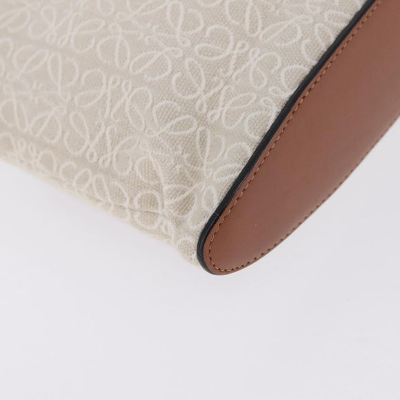 LOEWE Repeat Anagram Clutch Bag Canvas Beige Gold Auth 214287M