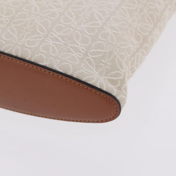 LOEWE Repeat Anagram Clutch Bag Canvas Beige Gold Auth 214287M