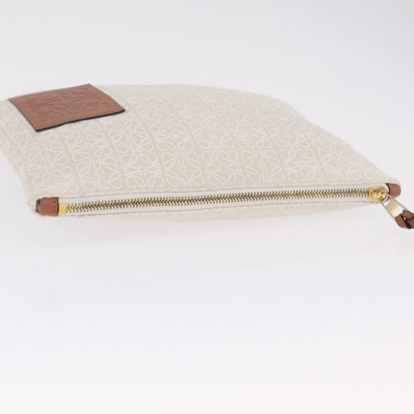 LOEWE Repeat Anagram Clutch Bag Canvas Beige Gold Auth 214287M