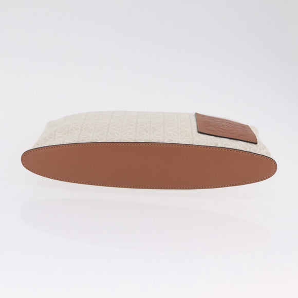LOEWE Repeat Anagram Clutch Bag Canvas Beige Gold Auth 214287M