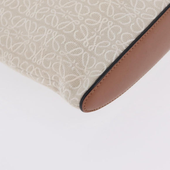 LOEWE Repeat Anagram Clutch Bag Canvas Beige Gold Auth 214287M