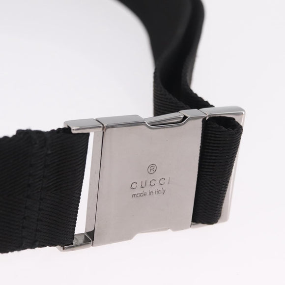 GUCCI GG Canvas Waist Bag Black Silver 131236 Auth 214289A