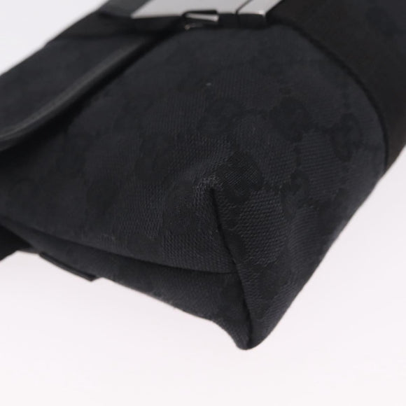 GUCCI GG Canvas Waist Bag Black Silver 131236 Auth 214289A