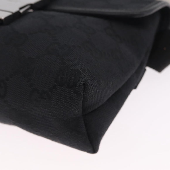 GUCCI GG Canvas Waist Bag Black Silver 131236 Auth 214289A