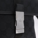 GUCCI GG Canvas Waist Bag Black Silver 131236 Auth 214289A-17