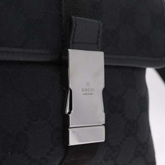 GUCCI GG Canvas Waist Bag Black Silver 131236 Auth 214289A