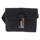 GUCCI GG Canvas Waist Bag Black Silver 131236 Auth 214289A-2