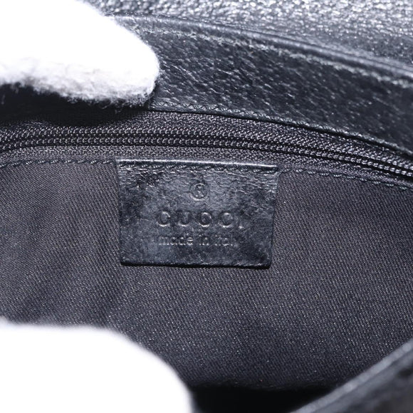 GUCCI GG Canvas Waist Bag Black Silver 131236 Auth 214289A