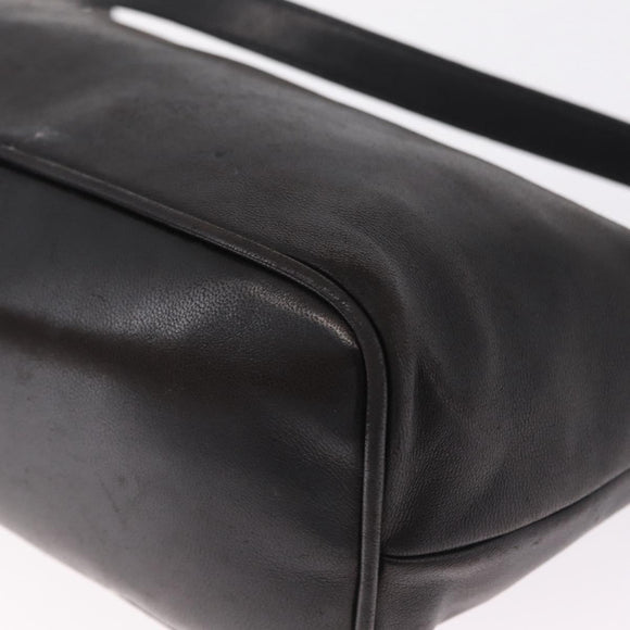 PRADA Shoulder Bag Leather Black Silver Auth 214290V