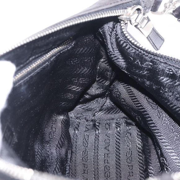 PRADA Shoulder Bag Leather Black Silver Auth 214290V