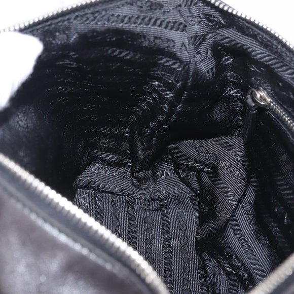 PRADA Shoulder Bag Leather Black Silver Auth 214290V