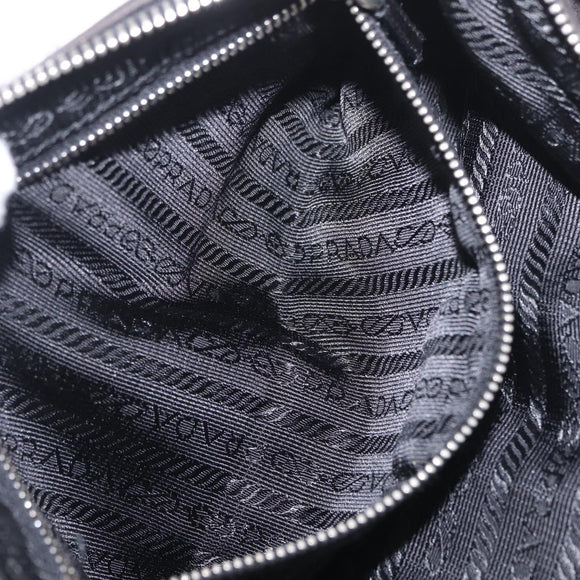 PRADA Shoulder Bag Leather Black Silver Auth 214290V