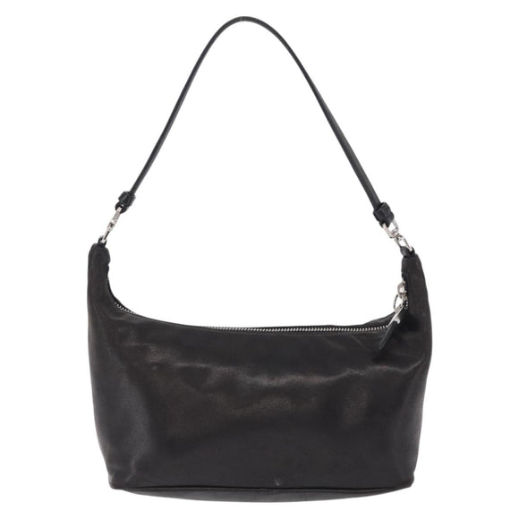 PRADA Shoulder Bag Leather Black Silver Auth 214290V