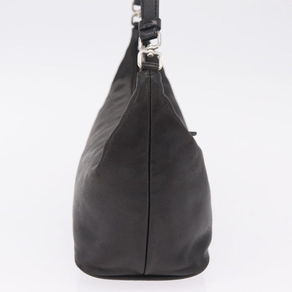 PRADA Shoulder Bag Leather Black Silver Auth 214290V