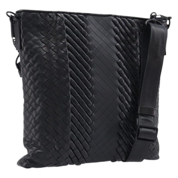 Bottega Veneta INTRECCIATO Shoulder Bag Leather Black Auth 214301A