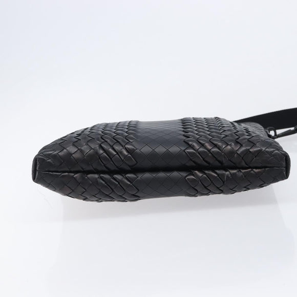 Bottega Veneta INTRECCIATO Shoulder Bag Leather Black Auth 214301A