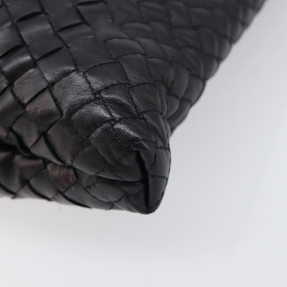 Bottega Veneta INTRECCIATO Shoulder Bag Leather Black Auth 214301A