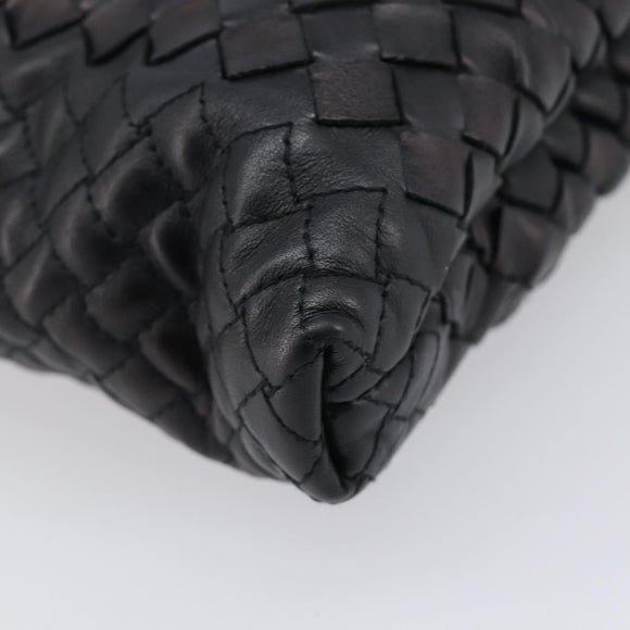Bottega Veneta INTRECCIATO Shoulder Bag Leather Black Auth 214301A