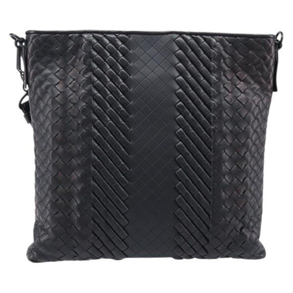 Bottega Veneta INTRECCIATO Shoulder Bag Leather Black Auth 214301A