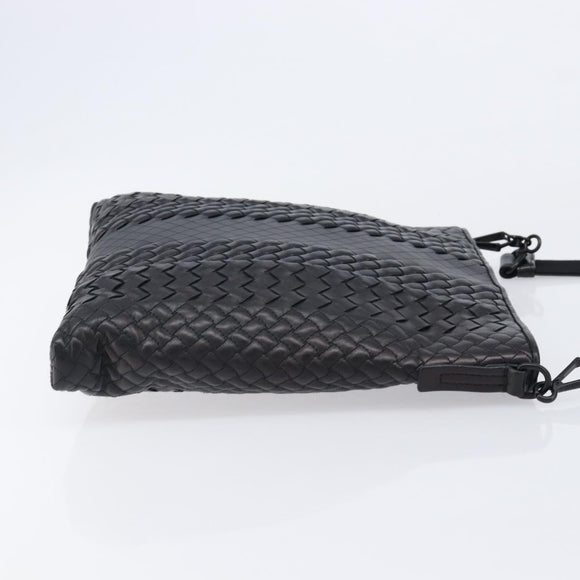 Bottega Veneta INTRECCIATO Shoulder Bag Leather Black Auth 214301A
