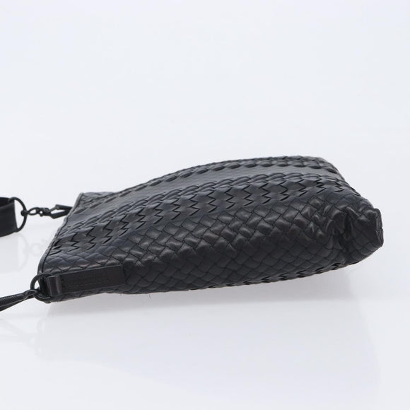Bottega Veneta INTRECCIATO Shoulder Bag Leather Black Auth 214301A