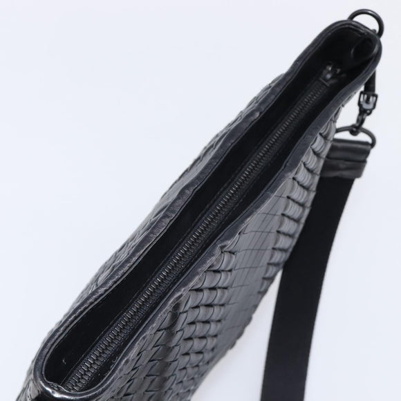 Bottega Veneta INTRECCIATO Shoulder Bag Leather Black Auth 214301A