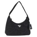PRADA Hand Pouch Hand Bag Canvas Black Silver Auth 214304V-1