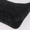 PRADA Hand Pouch Hand Bag Canvas Black Silver Auth 214304V-13