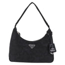 PRADA Hand Pouch Hand Bag Canvas Black Silver Auth 214304V-2
