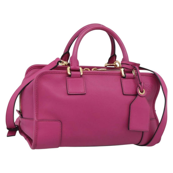 LOEWE Amazona 28 Hand Bag Leather 2way Pink Gold Auth 214312V
