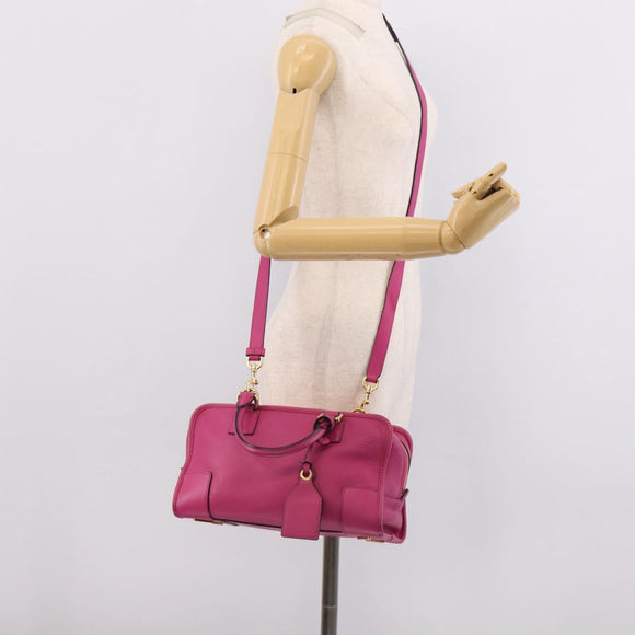 LOEWE Amazona 28 Hand Bag Leather 2way Pink Gold Auth 214312V