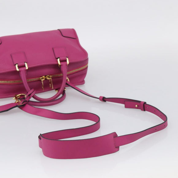 LOEWE Amazona 28 Hand Bag Leather 2way Pink Gold Auth 214312V