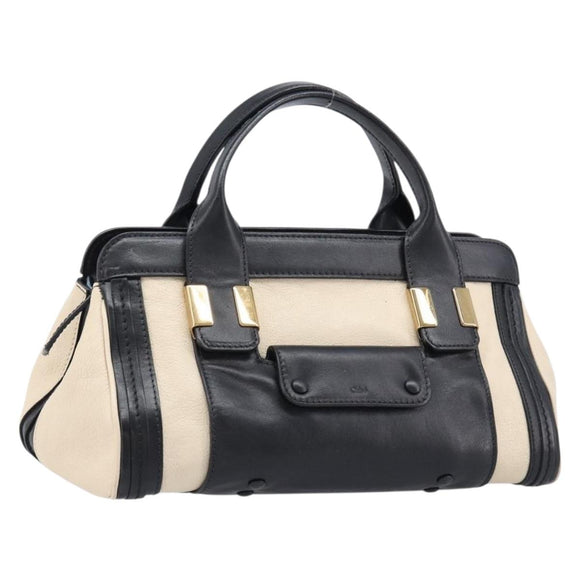 Chloe Hand Bag Leather Ivory Gold Auth 214313