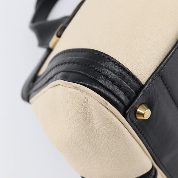 Chloe Hand Bag Leather Ivory Gold Auth 214313