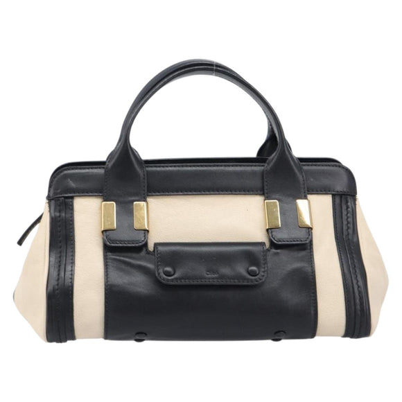 Chloe Hand Bag Leather Ivory Gold Auth 214313