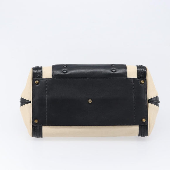 Chloe Hand Bag Leather Ivory Gold Auth 214313