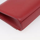 Saint Laurent Kate Chain Shoulder Bag Leather Red Silver Auth 214315V-14
