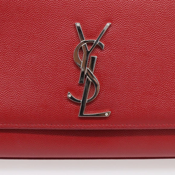 Saint Laurent Kate Chain Shoulder Bag Leather Red Silver Auth 214315V