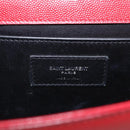 Saint Laurent Kate Chain Shoulder Bag Leather Red Silver Auth 214315V-16