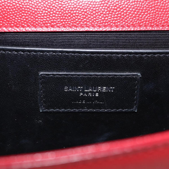 Saint Laurent Kate Chain Shoulder Bag Leather Red Silver Auth 214315V