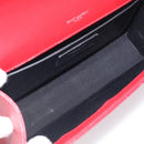 Saint Laurent Kate Chain Shoulder Bag Leather Red Silver Auth 214315V-17