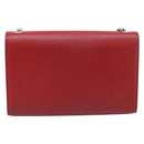 Saint Laurent Kate Chain Shoulder Bag Leather Red Silver Auth 214315V-3