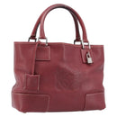 LOEWE Hand Bag Leather Bordeaux Silver Auth 214316A-1