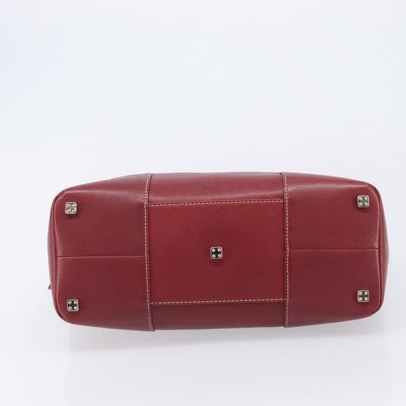 LOEWE Hand Bag Leather Bordeaux Silver Auth 214316A
