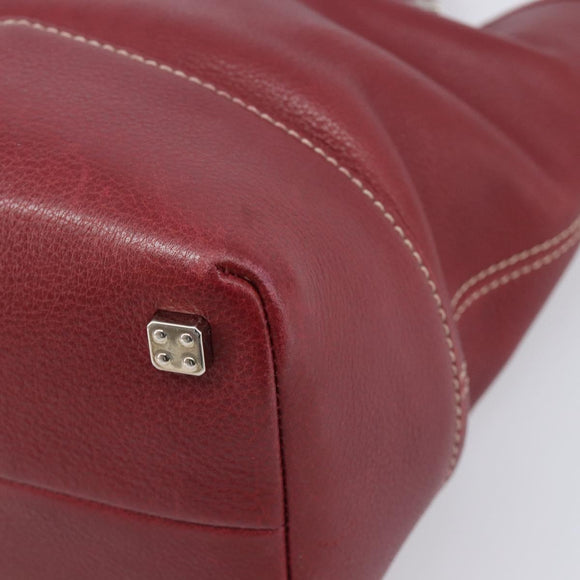 LOEWE Hand Bag Leather Bordeaux Silver Auth 214316A
