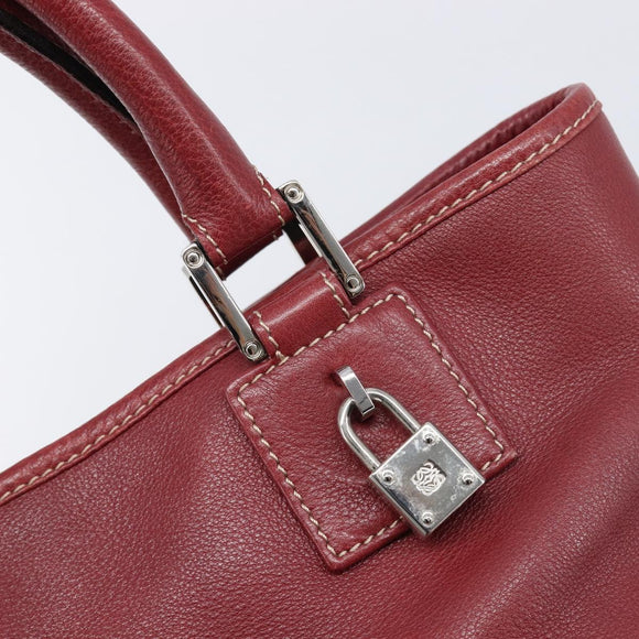 LOEWE Hand Bag Leather Bordeaux Silver Auth 214316A