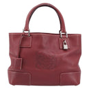 LOEWE Hand Bag Leather Bordeaux Silver Auth 214316A-2
